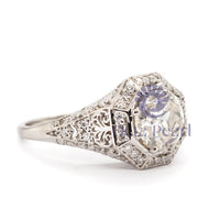 Old European-Cut Octagon Shape Halo Filigree Ring