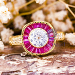 Pink Old European Cut Art Deco inspired Ring