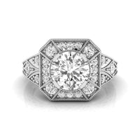 Old European Cut Moissanite Milgrain Halo Art Deco Vintage Ring