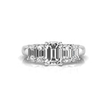 White Emerald Cut CZ Five Stone Wedding Engagement Ring