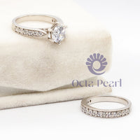 14k Gold Pave Set Wedding Bridal Ring-Set