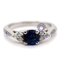 Blue Sapphire CZ Ring With Accent