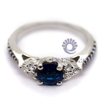 Blue Sapphire CZ Ring With Accent