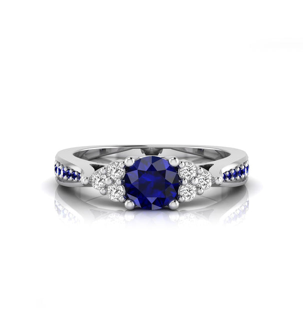 Blue Sapphire CZ Ring With Accent