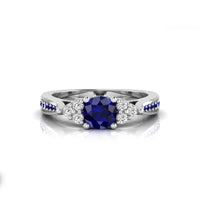 Blue Sapphire CZ Ring With Accent