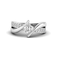 Tension Set Princess Cut Moissanite Bypass Shank Cross Over Wedding Ring