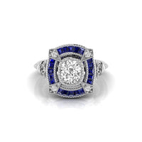Vintage Style Old Mine Cut Moissanite Ring
