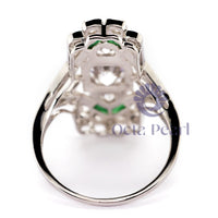 Round With Green Baguette Cut Milgrain Bezel Set Openwork Antique Art Deco Women's Ring