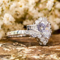 Baguette Cut CZ Stone V Shape Channel Setting Wedding Bridal Ring