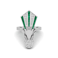 Pear & Green Baguette Cut CZ Stone V Shape Art Nouveau Vintage Ring