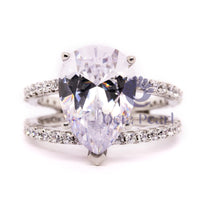 Attractive Pear & Round Cut Moissanite Split Shank Engagement Ring For Women