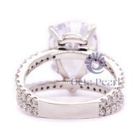 Attractive Pear & Round Cut Moissanite Split Shank Engagement Ring For Women