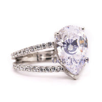 Attractive Pear & Round Cut Moissanite Split Shank Engagement Ring For Women