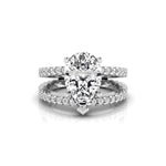 Attractive Pear & Round Cut Moissanite Split Shank Engagement Ring For Women