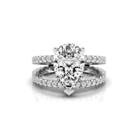 Attractive Pear & Round Cut Moissanite Split Shank Engagement Ring For Women