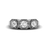 Three-Stone Art Deco Ring With Milgrain