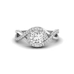 Round Cut Moissanite Halo Twisted Shank Wedding Ring For Women