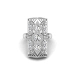 Round Cut Moissanite Three Stone Milgrain Art Deco Dinner Engagement Ring or Women