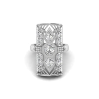 Round Cut Moissanite Three Stone Milgrain Art Deco Dinner Engagement Ring or Women