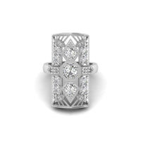 Round Cut Moissanite Three Stone Milgrain Art Deco Dinner Engagement Ring or Women