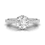 Round Cut Moissanite Milgrain Wedding Engagement Ring