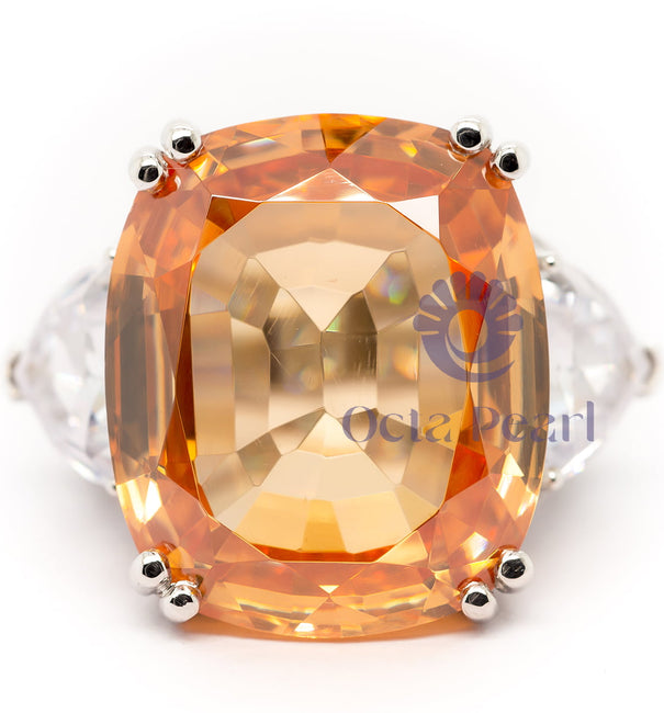 Orange 3 stones Engagement Ring