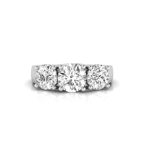 White Gold Tri-Stone Moissanite Ring