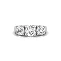 White Gold Tri-Stone Moissanite Ring