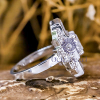 Old European & Baguette Cut CZ Stone Wedding Anniversary Gift Ring