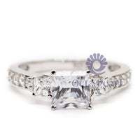 3-Stone Princess-Cut Engagement Ring With Accent