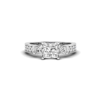 3-Stone Princess-Cut Engagement Ring With Accent