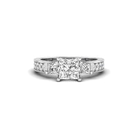 3-Stone Princess-Cut Engagement Ring With Accent