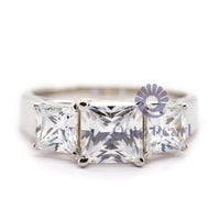 Princess Cut CZ Stone Past Present Future Ring For Wedding & Engagement