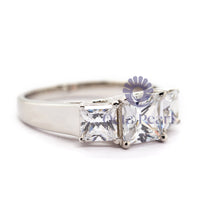 Princess Cut CZ Stone Past Present Future Ring For Wedding & Engagement