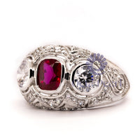 Red 3-Stone Bezel Set Ring