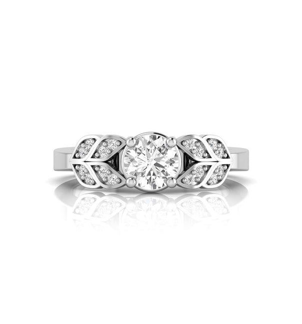 Beautiful Round Cut Moissanite Leaf Inspire Wedding Proposal Ring For Women