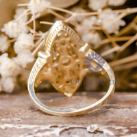 Art Deco inspired Gold Navette Engagement Ring