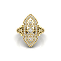 Art Deco inspired Gold Navette Engagement Ring