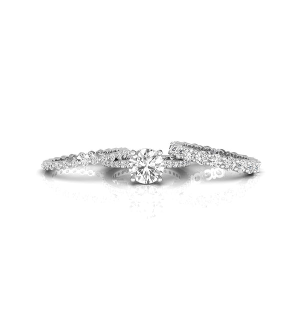 Full Eternity Stackable Wedding Bridal Ring Set