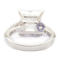 Delightful Princess & Round Cut Moissanite Solitaire With Accents Ring