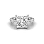 Delightful Princess & Round Cut Moissanite Solitaire With Accents Ring