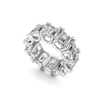 Emerald Cut CZ Stone U Shape Prong Set Eternity Wedding Band