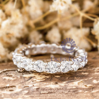 Round Cut Moissanite Prong Set Eternity Stacking Wedding Band