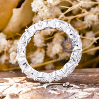 Elegant East West Marquise Cut CZ Stone Stacking Eternity Wedding Band