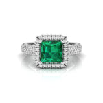 Green Princess Cubic Zirconia Stone Halo Engagement Wedding Ring