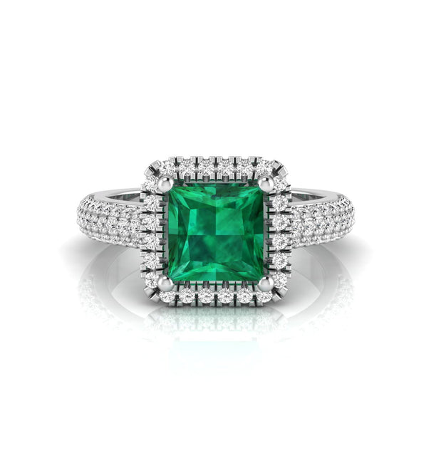 Green Princess Cubic Zirconia Stone Halo Engagement Wedding Ring