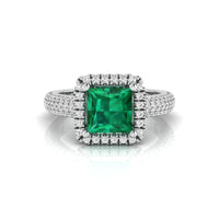 Green Princess Cubic Zirconia Stone Halo Engagement Wedding Ring