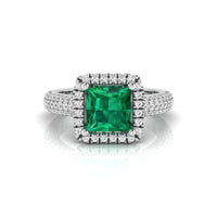 Green Princess Cubic Zirconia Stone Halo Engagement Wedding Ring ( 2 1/2 TCW )