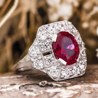 pink oval cut cz stone milgrain bezel set