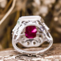 pink oval cut cz stone milgrain bezel set